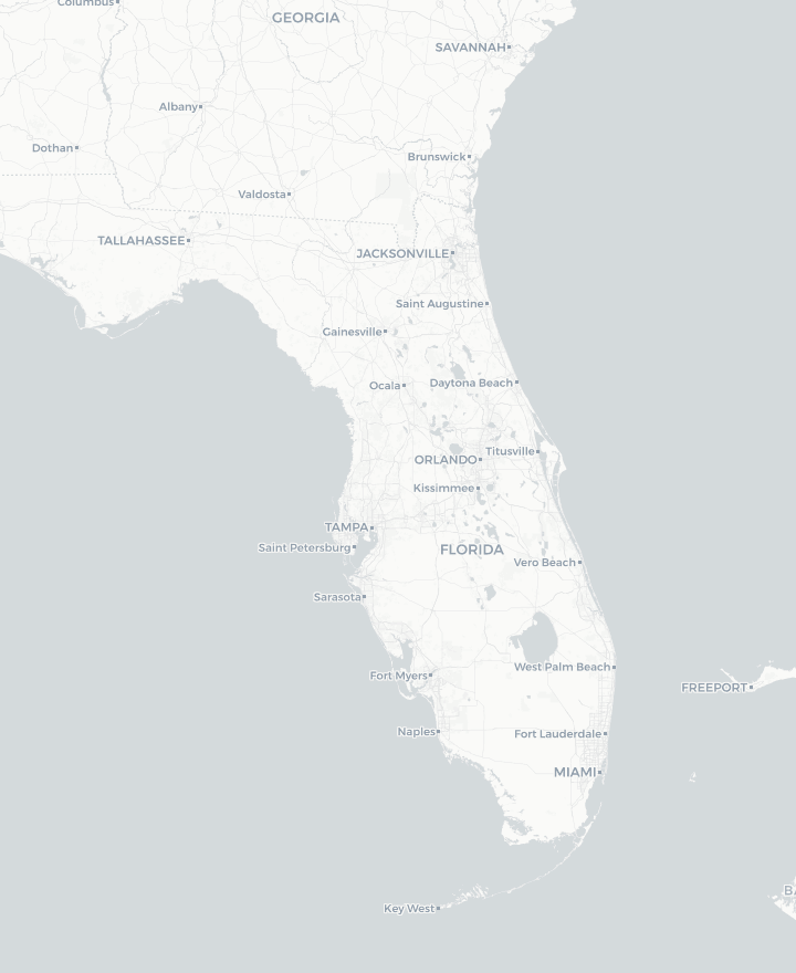 Map of Florida showing RTM Power Energy install locations